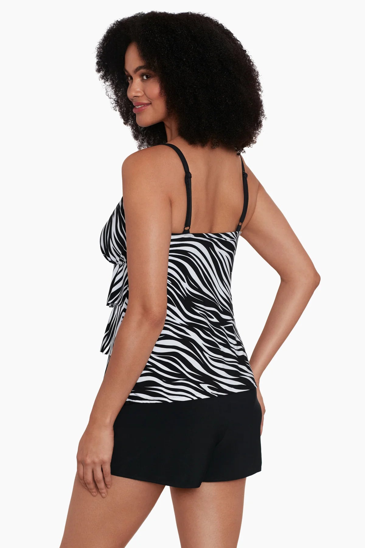 Ruffle Long Torso Faux Shortini W/ Pockets Animal Instinct