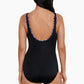 Private Lines Shirred Zipper Tank Swimsuit