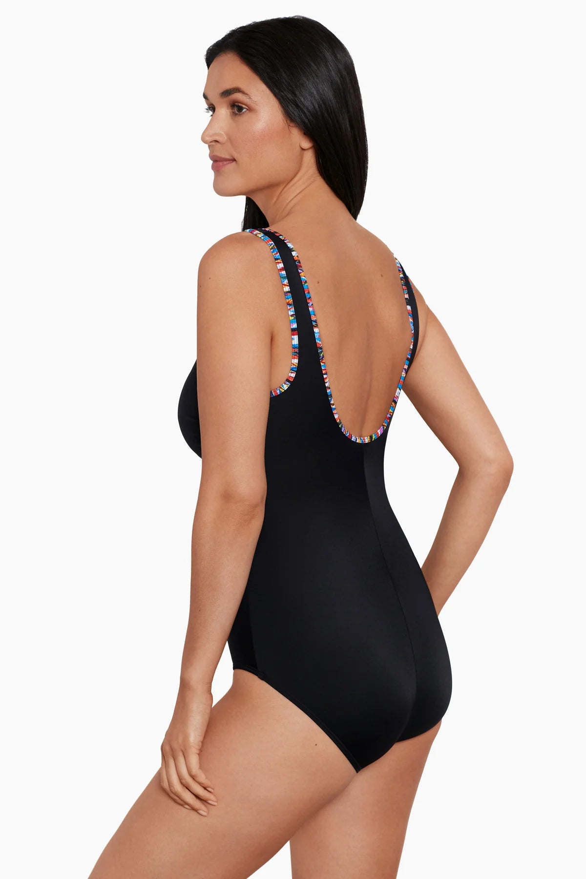 Private Lines Shirred Zipper Tank Swimsuit
