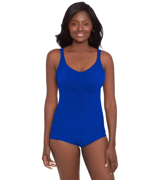 Shirred Girl Leg Swimsuit