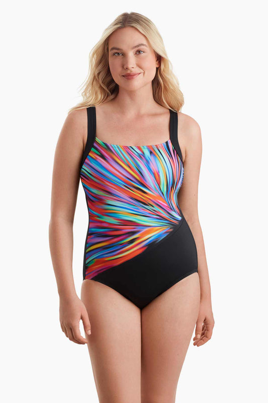 Square/Neck Illusion Swimsuit