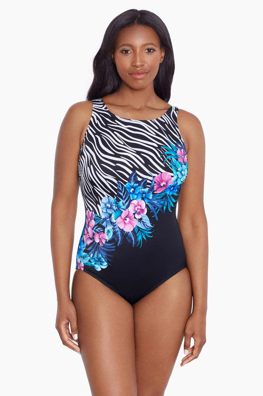 Glamour Floral High/Neck Swimsuit