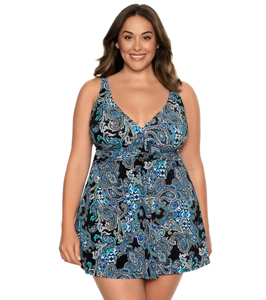 Empire Branded Swimdress in Paisley Punch