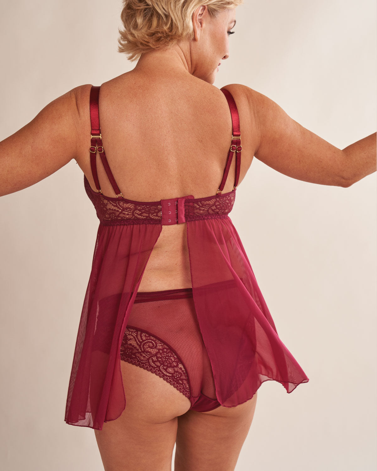 Back Wine Mastectomy Babydoll 