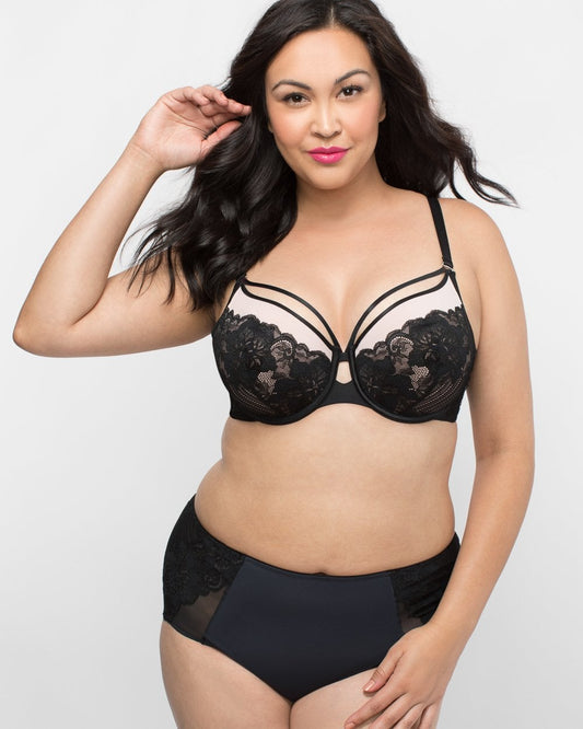 Black Tulip Strappy Lace Push Up